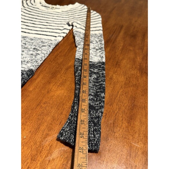 Y2K Roxy Grey White Striped Sweater Small Knit Long Sleeve S Block Top Tunic - Picture 8 of 10
